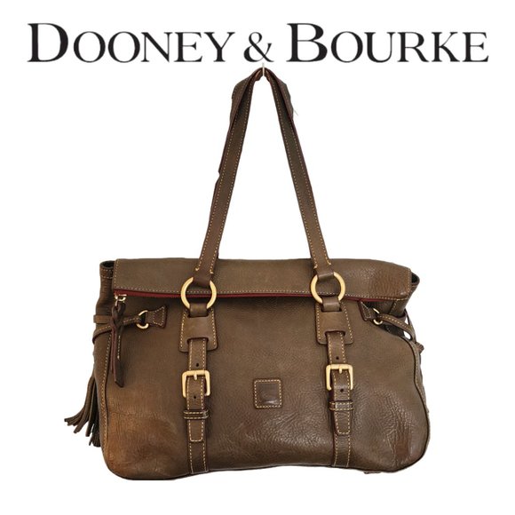 Dooney & Bourke Handbags - Dooney & Bourke Olive Green Tote Purse Bag Brass Fall Harvest Winter tassels